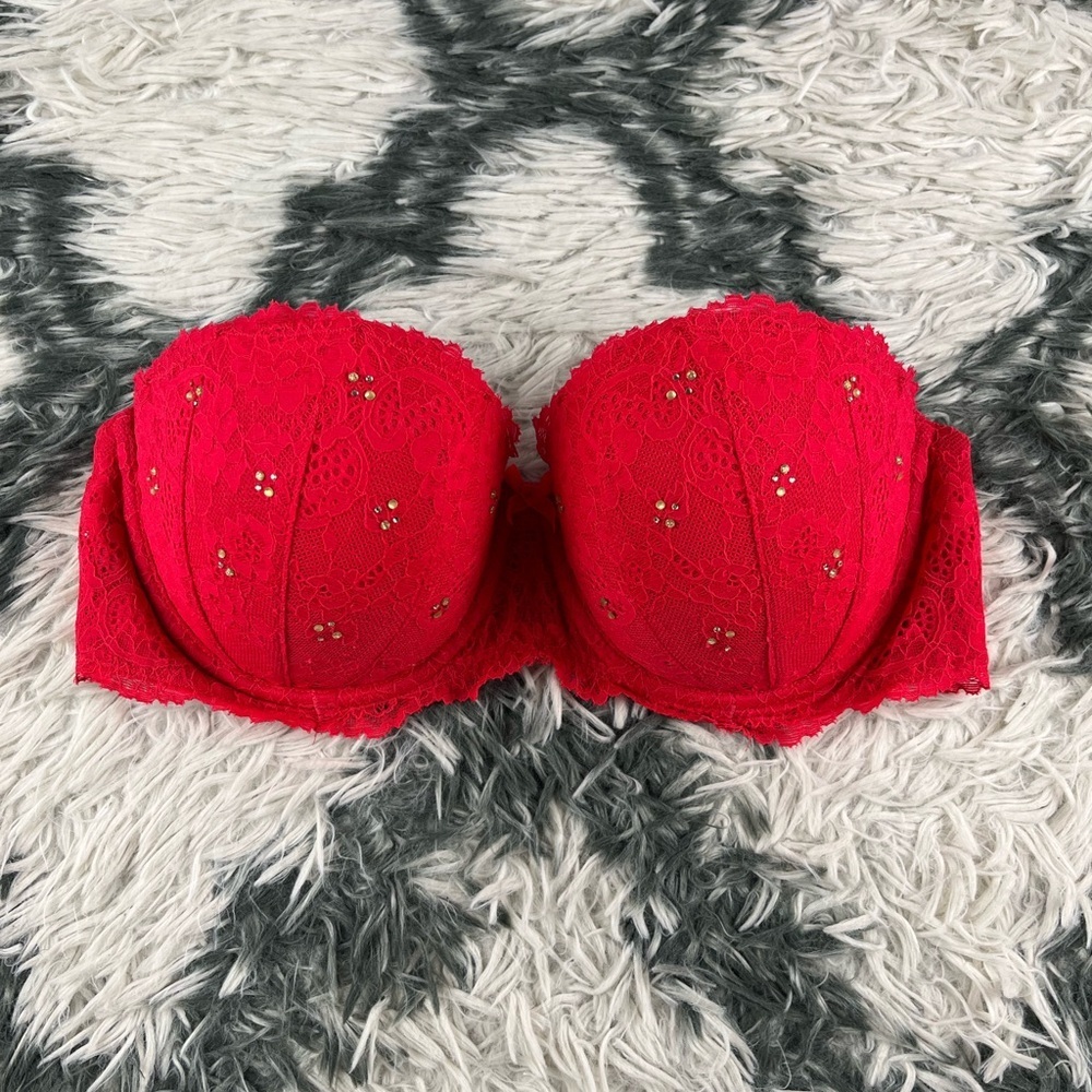 Victoria's Secret Women's Red Dream Angels Multi-Way Bra Size 34D No Strap